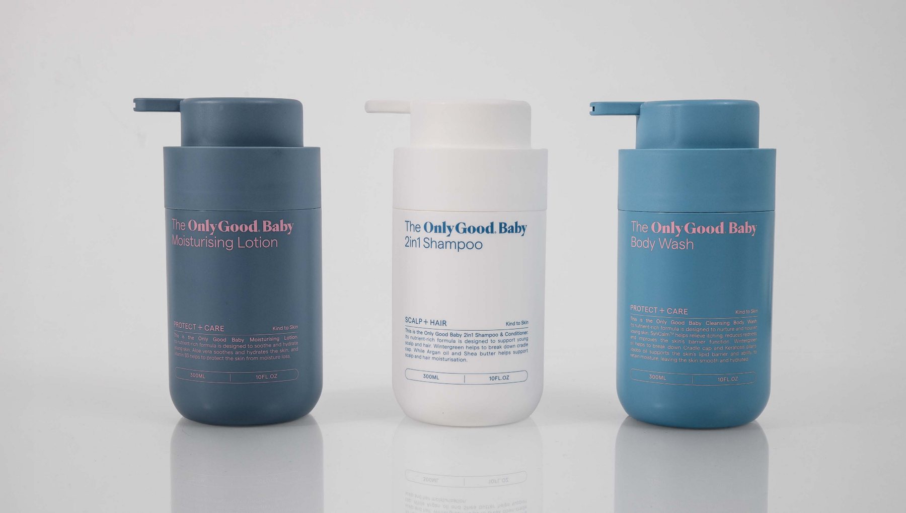 Only Good&reg; Baby moisturising lotion, 2-in-1 shampoo and body wash, photographed in New Zealand.